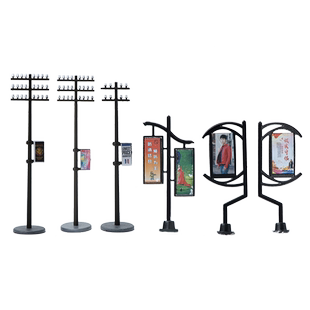 螃蟹王国沙盘建筑模型布景微型迷你高压电线杆街边道路商业广告牌