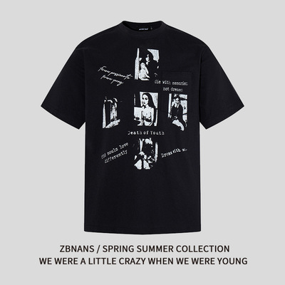 美式潮牌设计感人像印花短袖T恤男女2026夏季潮流宽松休闲上衣