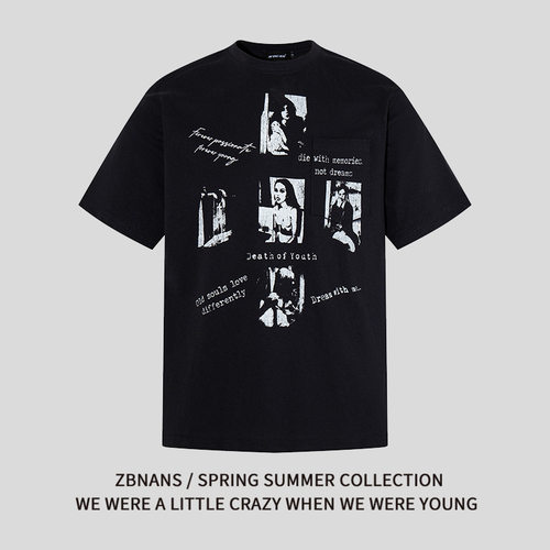 美式潮牌设计感人像印花短袖T恤男女2026夏季潮流宽松休闲上衣