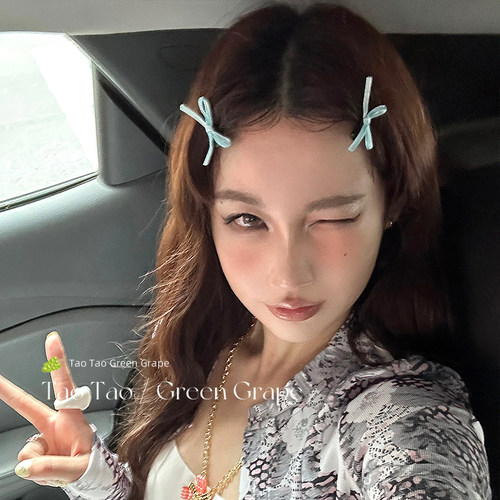 多巴胺女孩蝴蝶结发夹网红同款发卡芭蕾风丝带绑发刘海碎发夹头饰