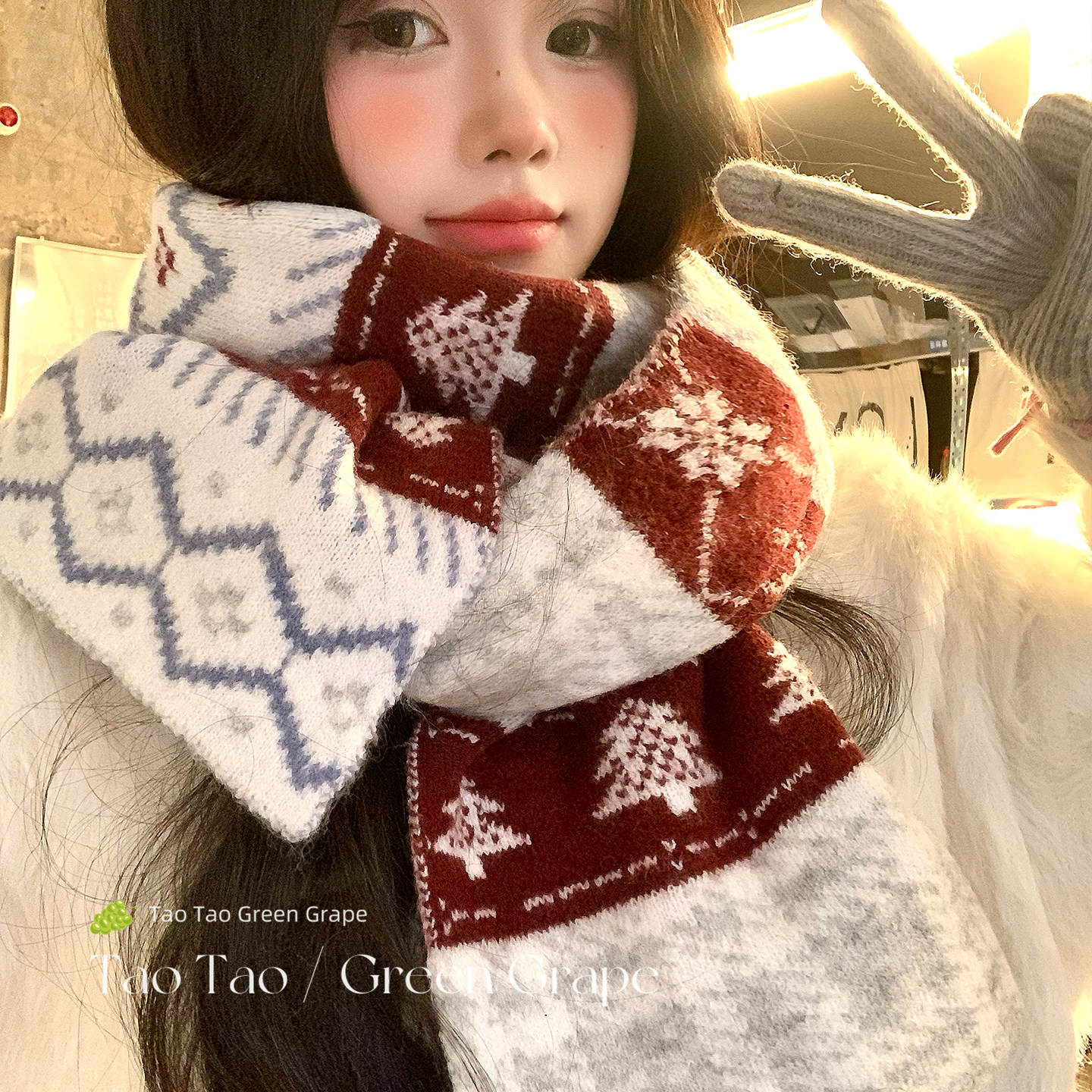 韩系氛围感圣诞红色针织围巾女款2025新款冬高级感新年披肩围脖,服饰配件/皮带/帽子/围巾,围巾/丝巾/披肩,淘宝优惠券,粉丝福利购,淘宝优惠卷