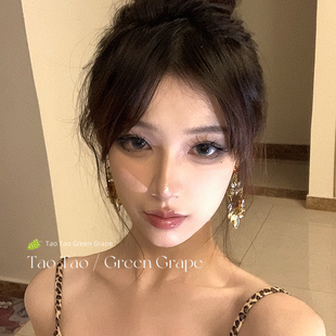 高级感贵气水晶锆石流苏耳环女2025新款 秋冬复古轻奢耳钉气质耳夹