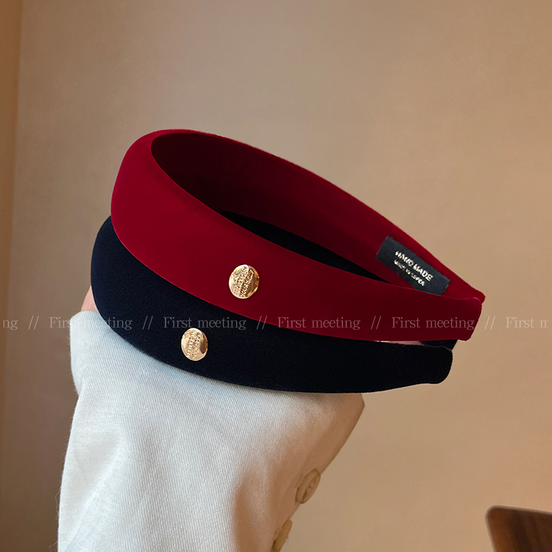 气质高级感红色丝绒发箍女2024新款秋冬复古字母宽边头箍新年头饰