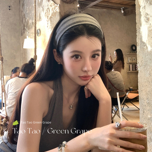 灰色宽边发箍女秋冬2025新款 高颅顶头箍 日常外戴高级感洋气时尚