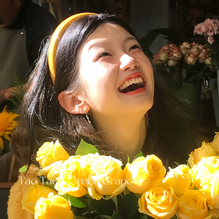 奶油色~简约小鸡黄色细款发箍女高颅顶外出百搭发卡压发头箍发饰