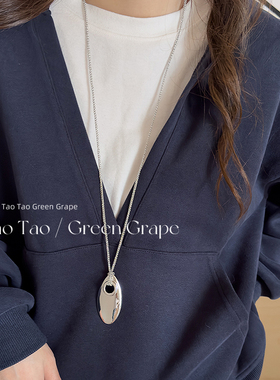 plow向日葵欧尼同款银色吊坠项链女2024新款高级感长款毛衣链配饰