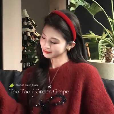 复古红色丝绒发箍女款细秋冬高级感洋气时尚高颅顶圣诞新年头箍饰