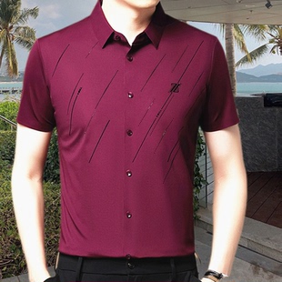 婚礼爸爸装短袖婚宴礼服中年结婚宴会新娘岳父衬衣父亲装婚庆男装