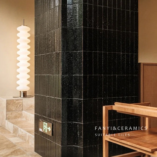 经典黑色复古劈开砖长条哑光手工砖民宿餐饮酒吧商用墙砖亮光瓷砖