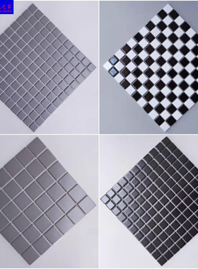 黑白灰色釉面方砖全瓷棋盘马赛克卫生间墙砖吧台厨房卧室客厅地砖