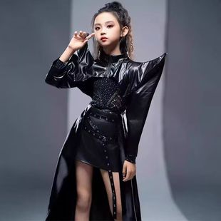 女童走秀夸张童模大赛黑色朋克布鲁雷克主题T台秀演出服秋冬车模