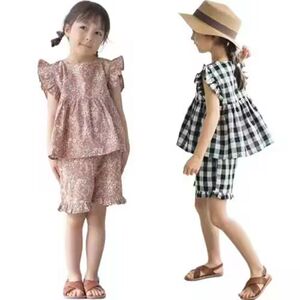 女童日韩系棉布2件夏季花边套装