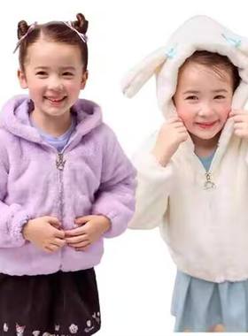女童秋冬季加绒加厚保暖拉链外套