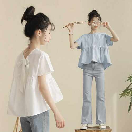 纯棉上衣女童甜美夏季圆领