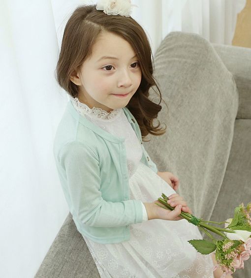 女童纯棉开衫外套春秋小外套单排扣宝宝上衣女孩百搭纯色圆领常规