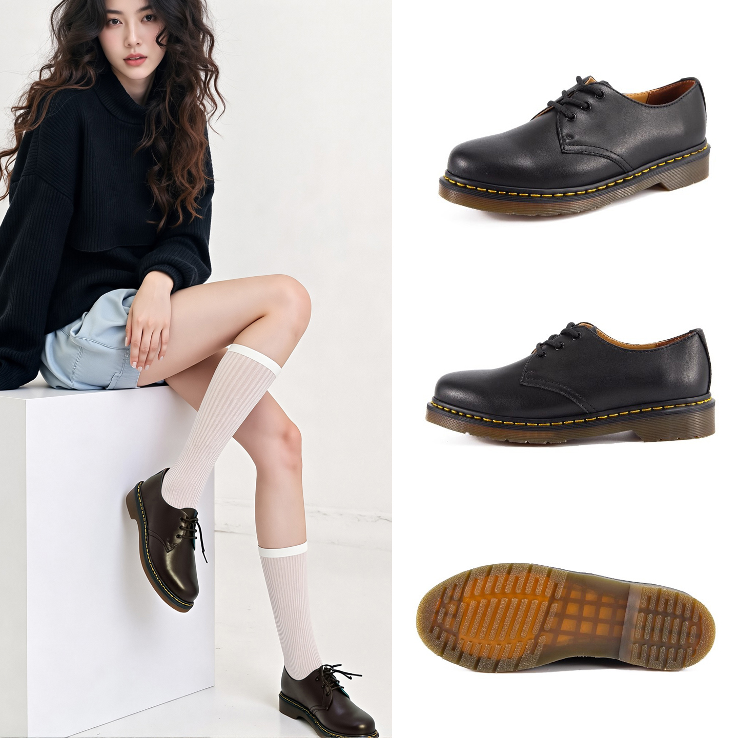 英伦风低帮马丁鞋情侣款皮鞋单鞋