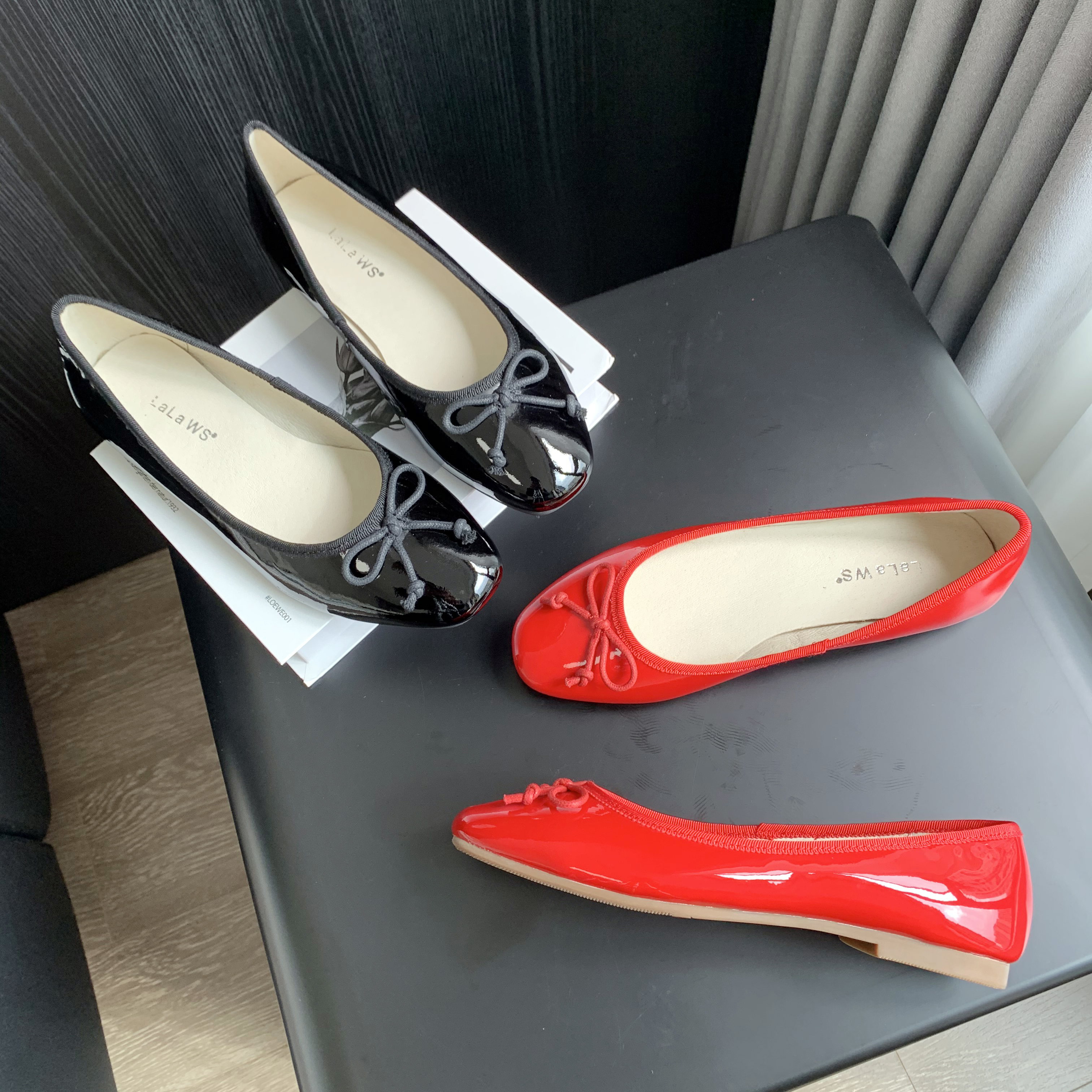 平底单鞋欧美蝴蝶结方头芭蕾舞鞋