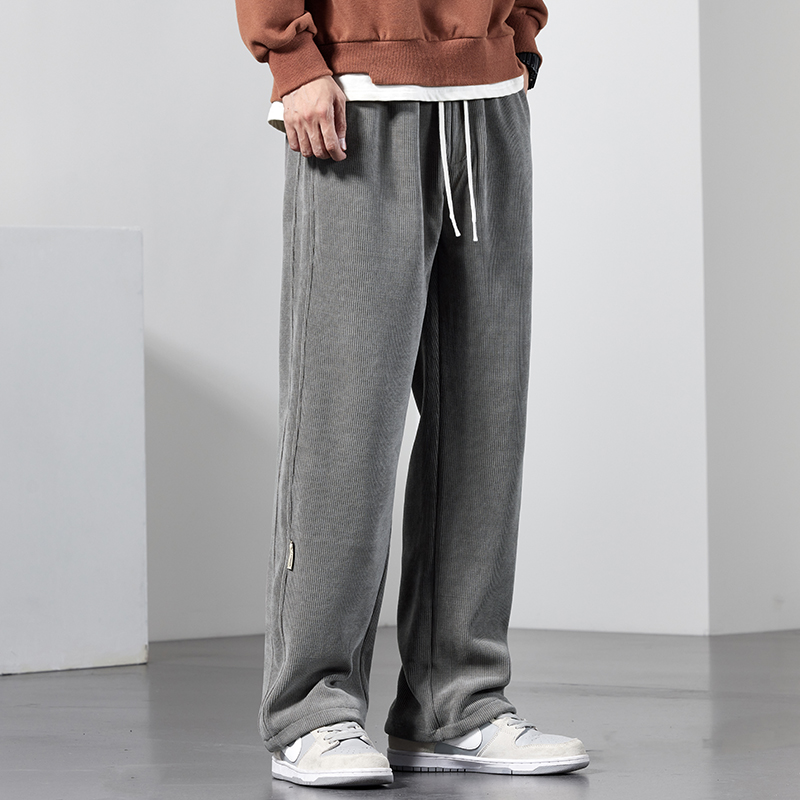 7号仓库昱本男装秋冬新款奥绒宽松直筒男士休闲裤拖地裤