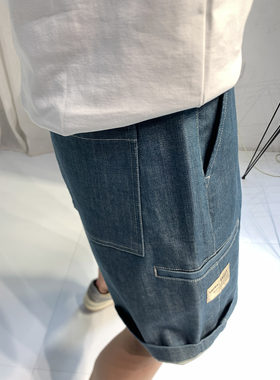 7号仓库拉链中裤纯棉夏季宽松