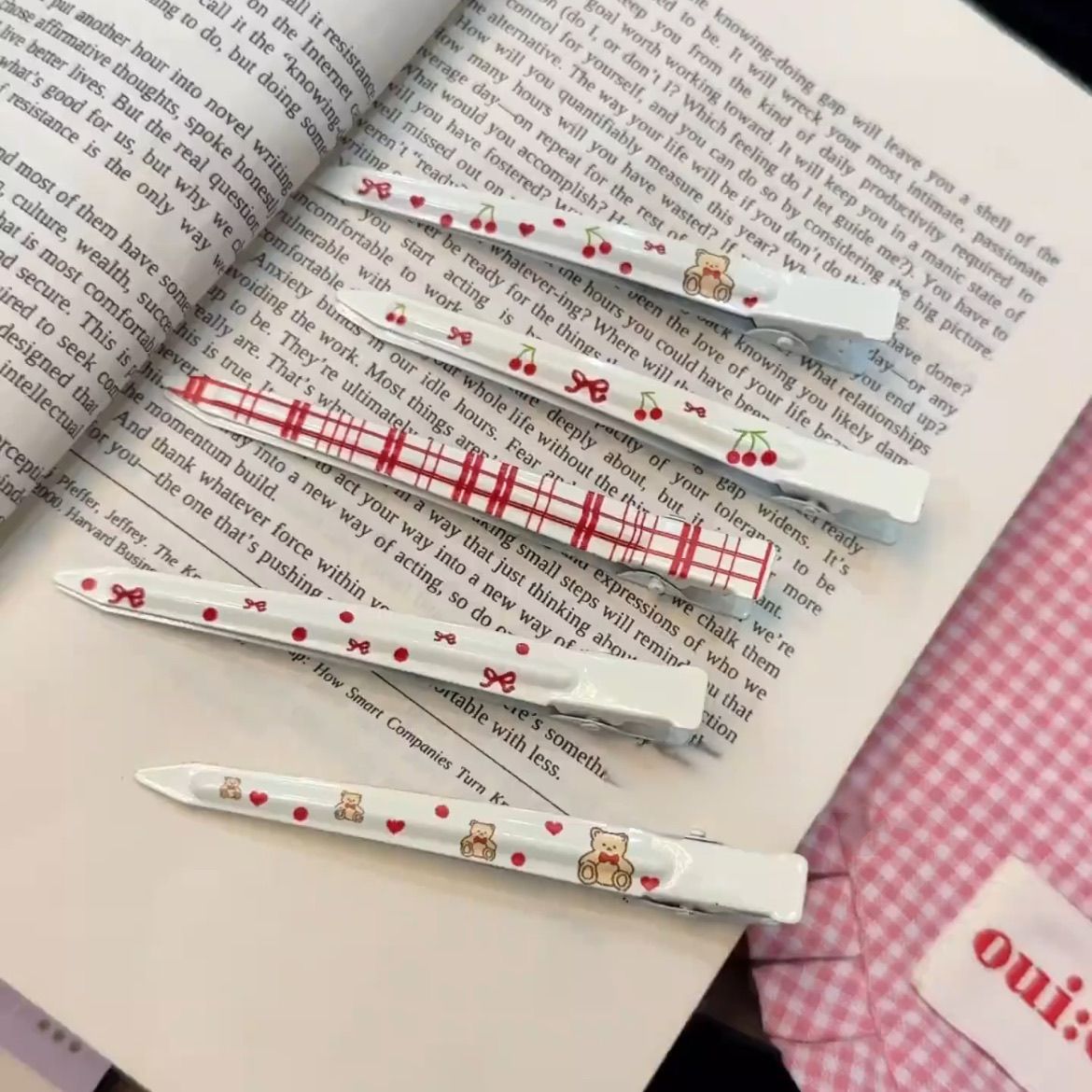 可爱小熊甜美爱心一字鸭嘴夹碎发刘海侧边夹洗脸发卡头发饰