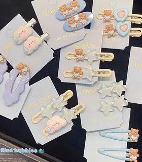 蓝色系可爱云朵发夹女星星侧边刘海夹儿童鸭嘴夹子小抓夹发卡头饰