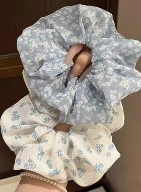 淡淡的蓝灰色 清新俏皮小雏菊头花 丸子头马尾洋气发圈大肠圈发圈