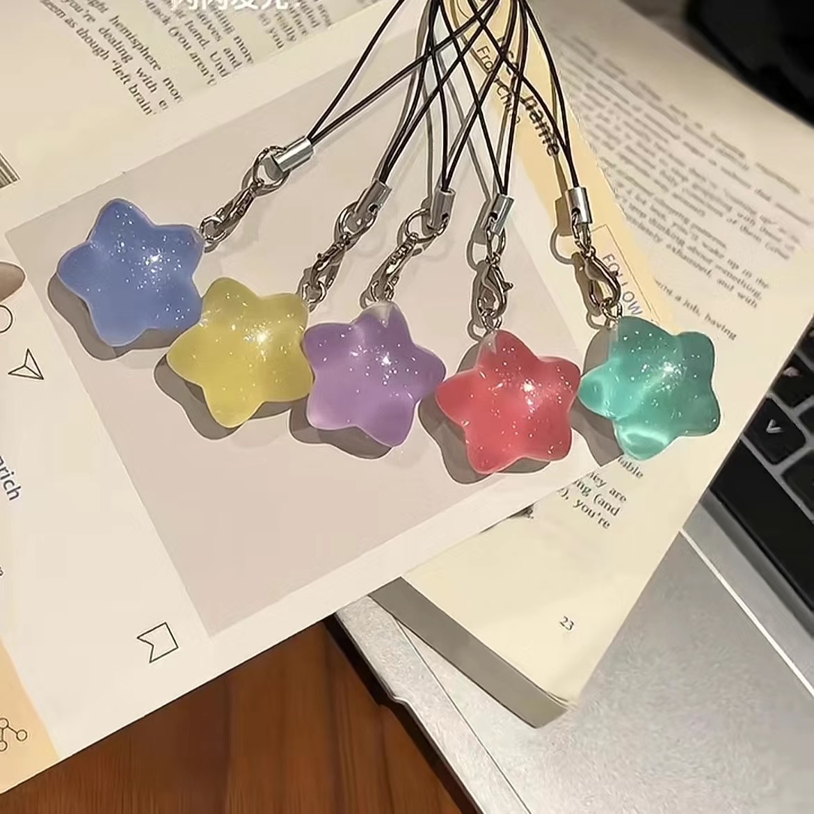 星星包包挂件透色闪粉树脂