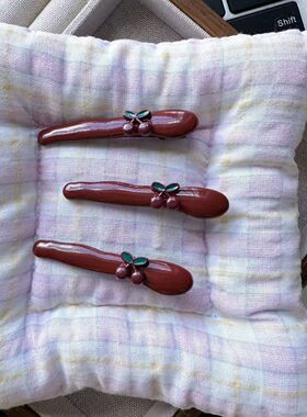 安可拉红可爱红色樱桃发夹刘海侧边鸭嘴发饰发卡新款头饰网红通用