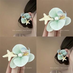 夏季海边度假风发夹蝴蝶兰海星侧边夹发饰配饰海洋风发夹蝴蝶花