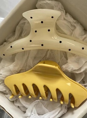 爆款小众黑色波点ins高级简约气质后脑勺鲨鱼半扎发夹弹簧抓发饰