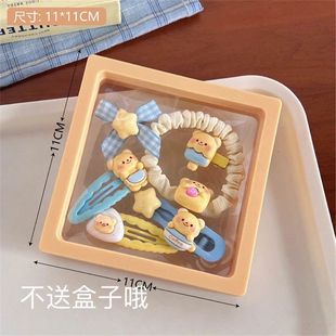 可爱奶黄小熊系列发饰组合少女甜美碎发刘海夹高弹力发绳