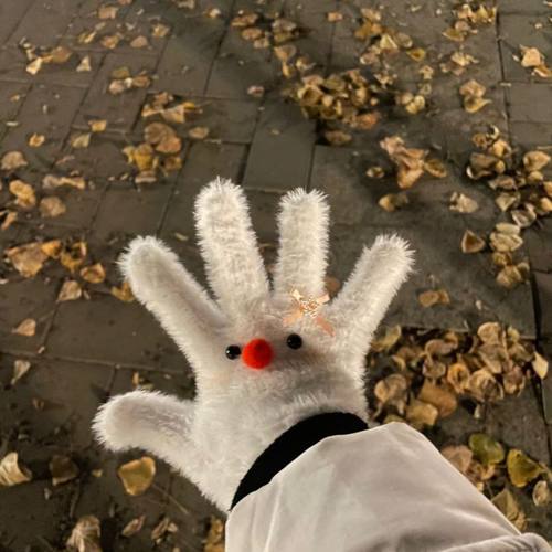 害羞雪人原创毛绒可爱少女保暖冬季手套分指防寒秋冬骑行学生百搭