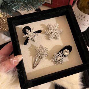 超闪水钻雪花发夹满钻金属刘海夹发卡边夹冬季新款夹子少女发饰品