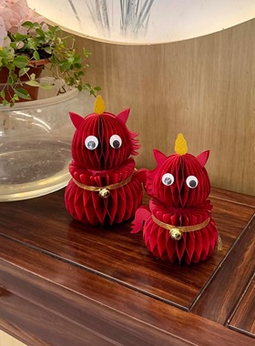 2026马年蜂窝纸折叠吉祥物摆件