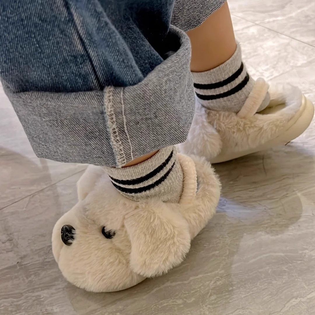 小狗儿童拖鞋冬季宝宝棉拖保暖防滑室内家居可爱加厚包跟加绒防臭