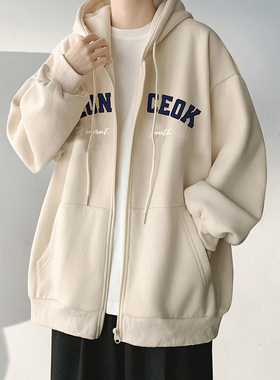 美式潮牌外套男士春秋冬2023新款运动连帽开衫卫衣男生上衣服夹克