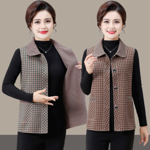 妈妈装 新款 坎肩背心洋气翻领马夹外套 马甲女春秋季 中老年单层薄款