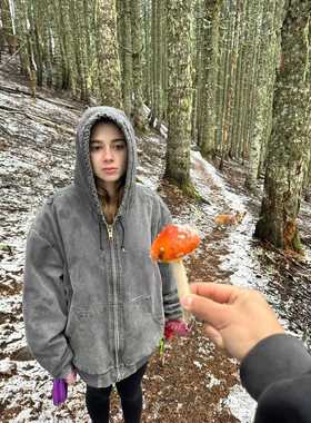 24FW重磅J130中古美式夹克破坏蜡染水洗做旧连帽情侣工装加绒外套