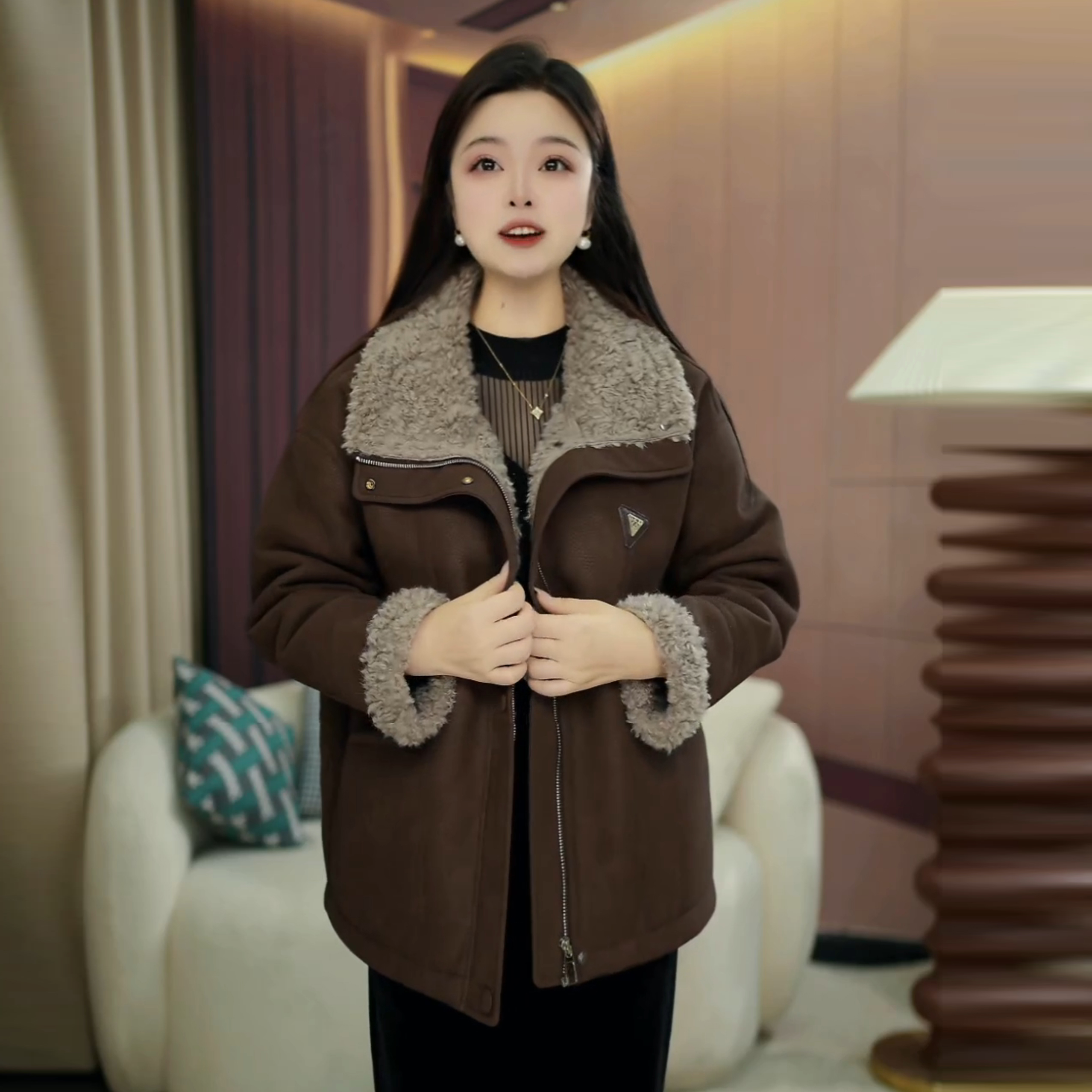 D8178气质保暖外套2025年秋冬新款显瘦时尚休闲短外套