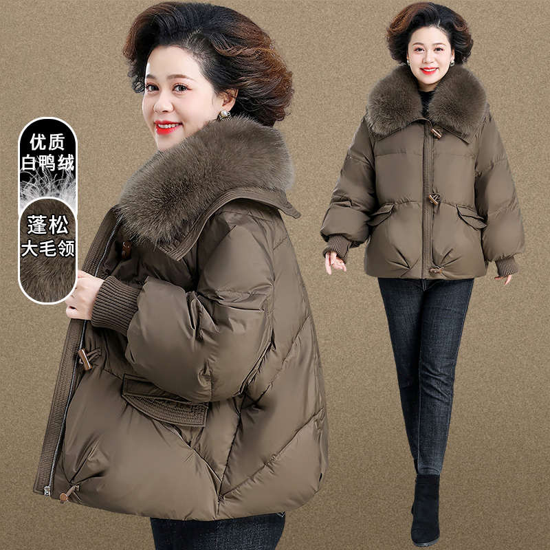 妈妈羽绒服冬装外套高贵中年女士加厚棉服中老年女秋冬大毛领棉袄