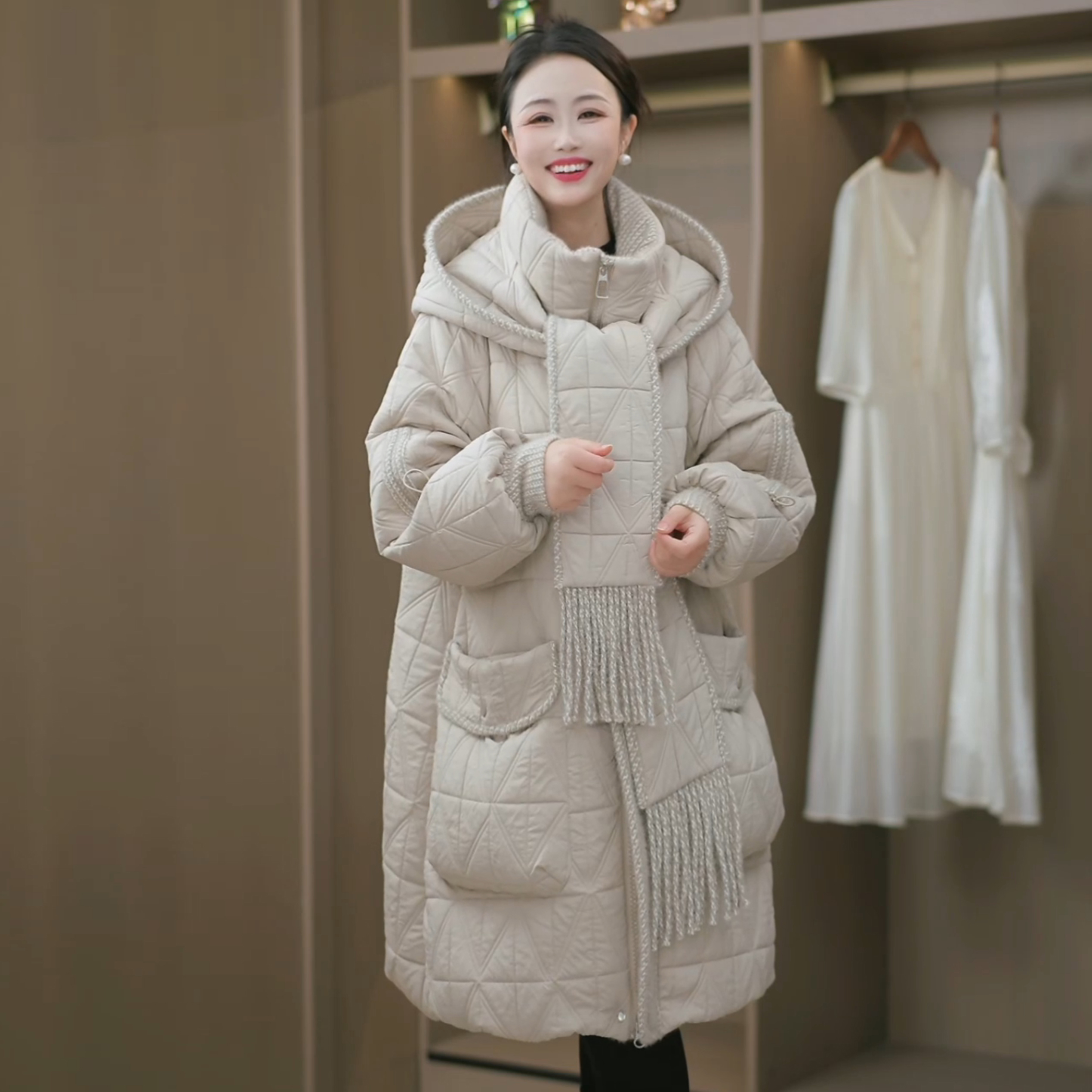 时尚新款简约百搭气质冬季保暖外套棉服M-XL