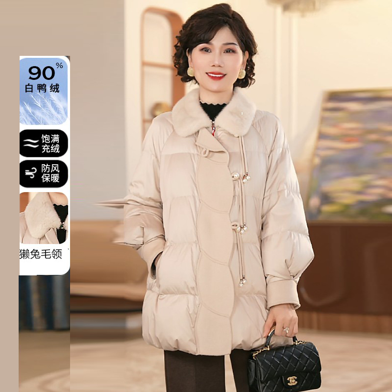 2025新款时尚中长款中老年妈妈装羽绒服女冬季加厚保暖气质外套
