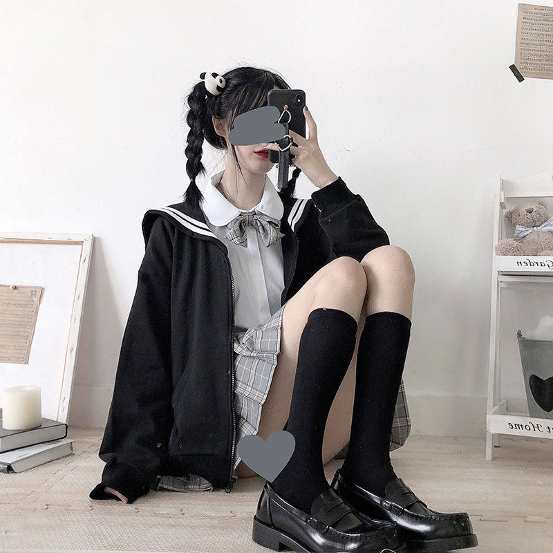 秋季夏季新款韩版学院风海军领卫衣日系水手服jk制服可爱泡泡袖女