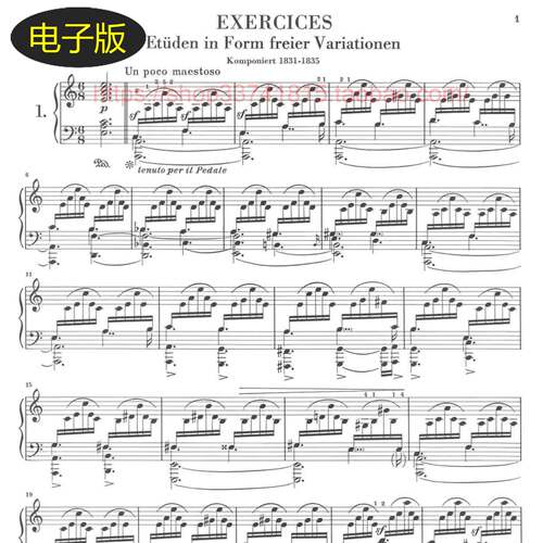 德国亨乐版 舒曼 贝多芬主题变奏练习曲WoO 31-钢琴谱 古典乐谱