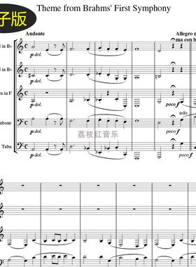 Theme from Symphony No.1铜管五重奏谱 总分谱 z237