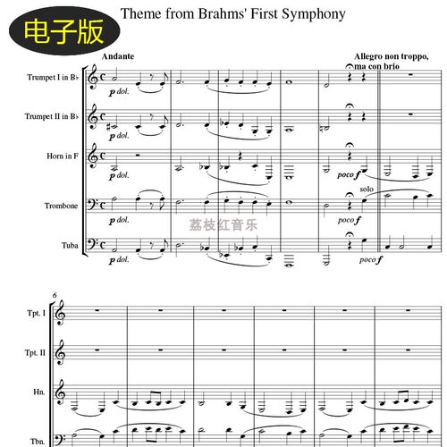 Theme from Symphony No.1铜管五重奏谱 总分谱 z237