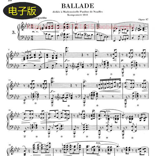 德国亨乐版 肖邦降A大调第三叙事曲 Op.47-钢琴谱 古典钢琴乐谱