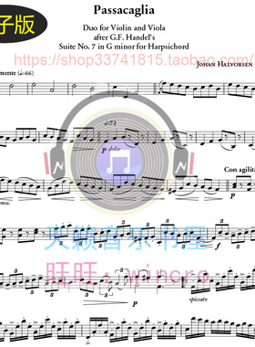 高清Passacaglia帕萨卡利亚 中提琴和小提琴合奏重奏分谱 va207