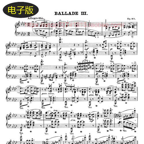德国彼得斯版 肖邦降A大调第三叙事曲 Op.47-钢琴谱 古典钢琴谱