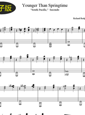 高清乐谱 Younger Than Springtime钢琴二重奏谱双钢四手联弹f479